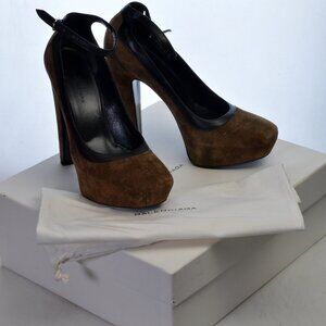 Balenciaga Hidden Platform Heel Ankle Strap Suede Shoes Size 36